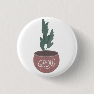 ZZ Botanical Houseplants Plant Pot Greenery 3 Cm Round Badge