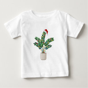 ZZ Plant Tall Santa Hat Christmas Lights Plant Mum Baby T-Shirt