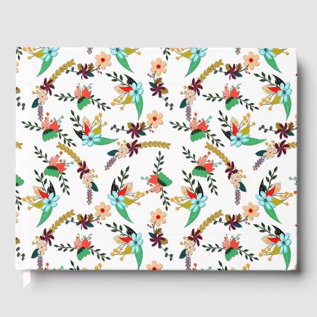 zz Simple Bright Floral Pattern Guest Book (Front)