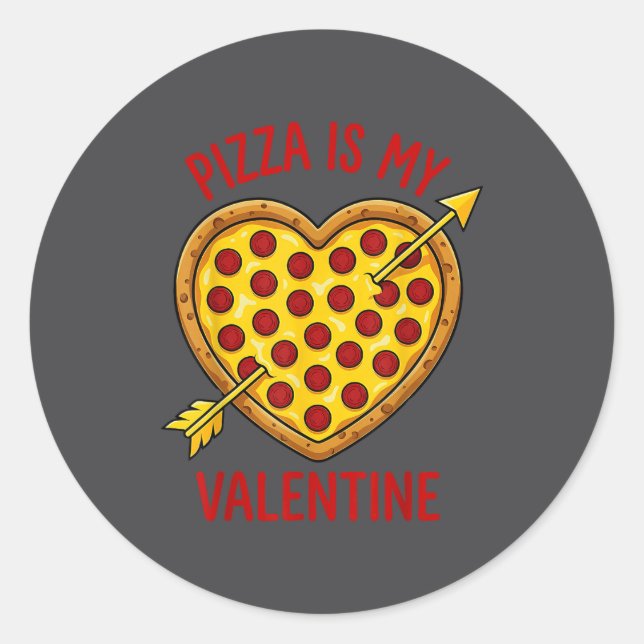 Zza Is My Valentine Funny Valentines Day Boys Girl Classic Round Sticker (Front)