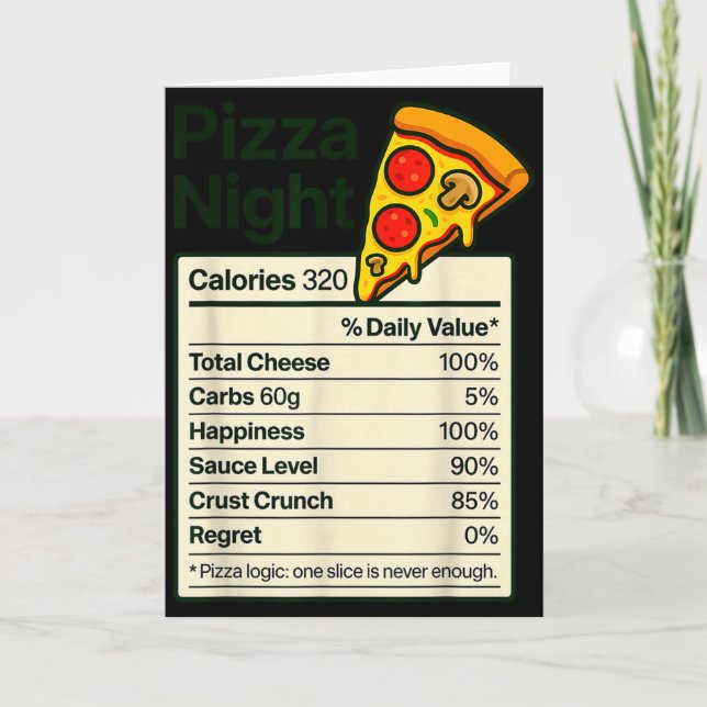 Zza Lover Night Funny Nutrition Facts Costume For  Card (Front)