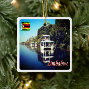 zZW012 VICTORIA FALLS, Zimbabwe, Africa, Ceramic Ornament