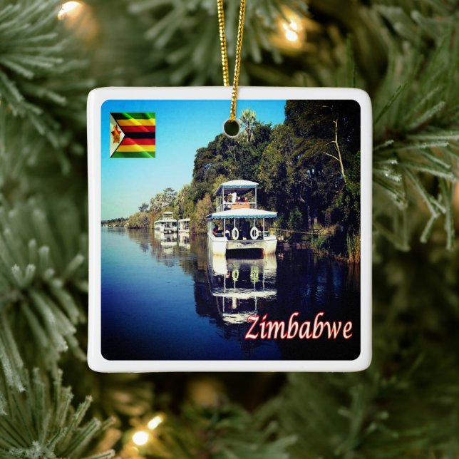 zZW012 VICTORIA FALLS, Zimbabwe, Africa, Ceramic Ornament (Tree)