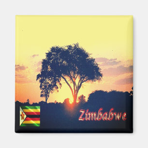 zZW018 ZIMBABWE, Hwange sunset, Africa, Fridge Magnet